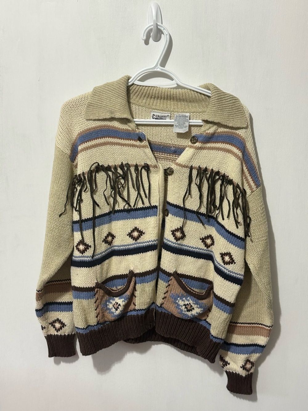 Capacity 90s vintage Western Inspired Cardigan Sweater with Fringe